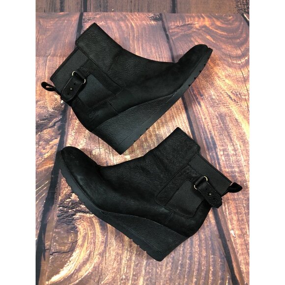UGG Indra Black Ankle Wedge Waterproof Boots 1017423 Womens 9 (s7m - Picture 5 of 10